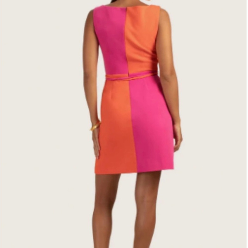 Trina Turk Pink and Orange Colorblock Midi Dress - Picture 3 of 3